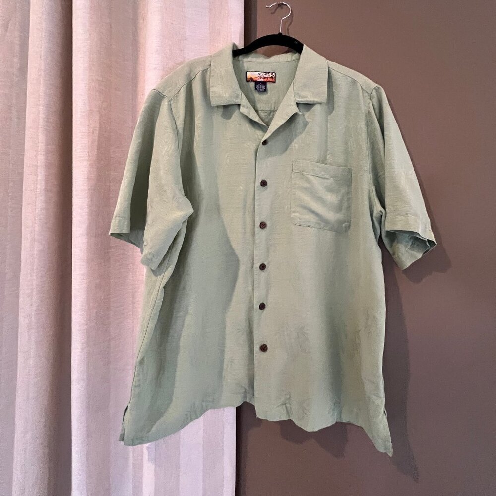 Men's Havana Jack's Cafe Tropical Silk Short Sleeve Shirt, Size Large